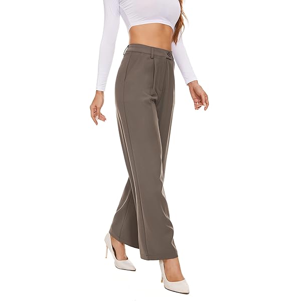 Fall Work Pants for Women Business Casual Office Dress Pants Trousers with Pockets Large White