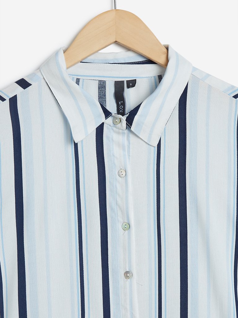 LOV Blue Striped Ava Dress LOV Blue Striped Ava Dress