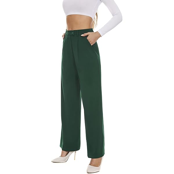 Fall Work Pants for Women Business Casual Office Dress Pants Trousers with Pockets Large White