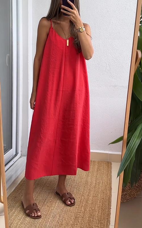 Casual V-neck Sleeveless Suspender Dress