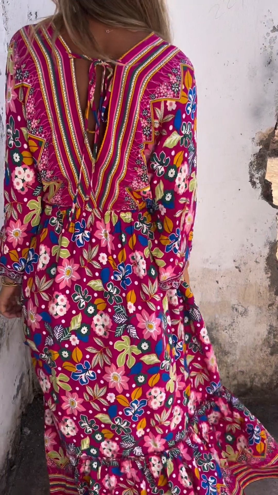 V-neck Floral Design Dress