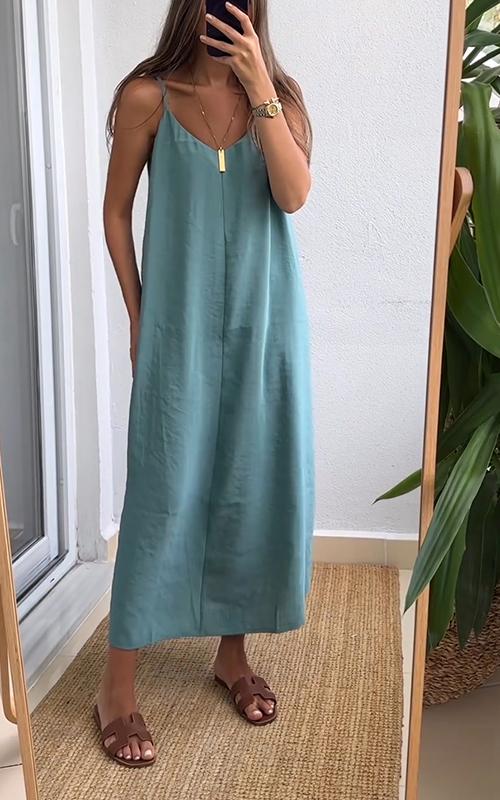 Casual V-neck Sleeveless Suspender Dress