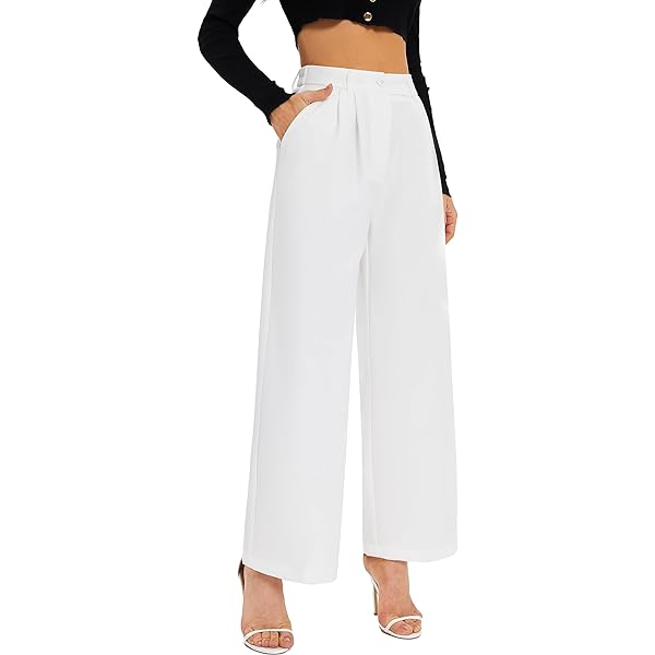 Women Linen Low Rise Wide Leg Pants Pleated Front Casual Long Trousers with Pockets X-Small Beige