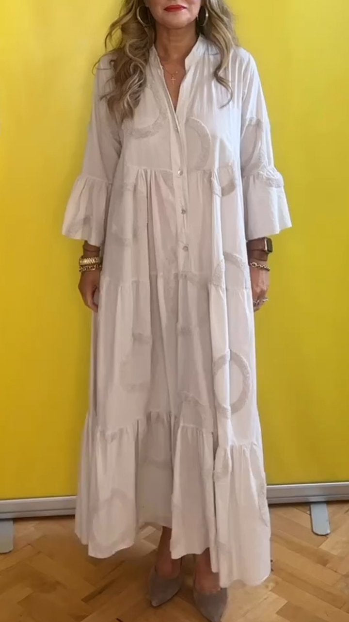 Casual V-neck Bell Sleeve Dress