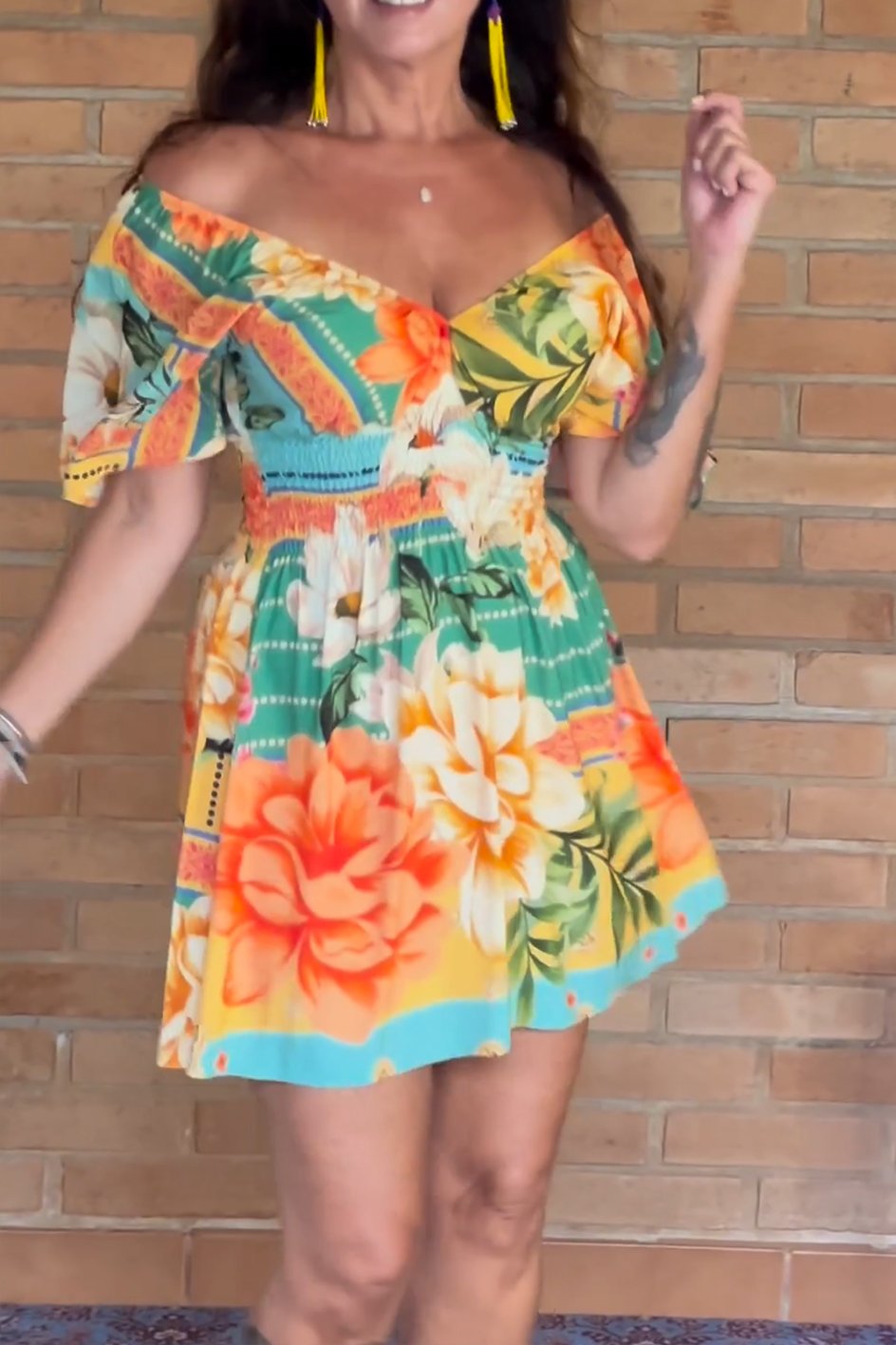 Women's fresh V-neck  skirt dress