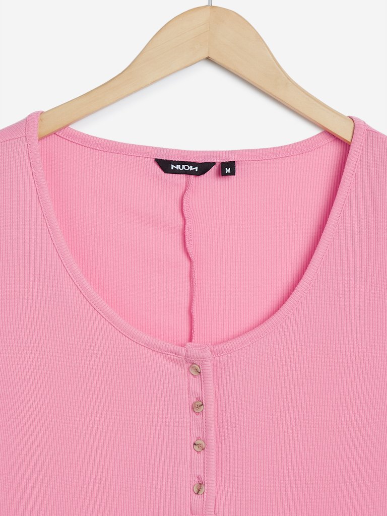 Nuon Pink Corduroy Textured Manny Midi Dress Nuon Pink Corduroy Textured Manny Midi Dress
