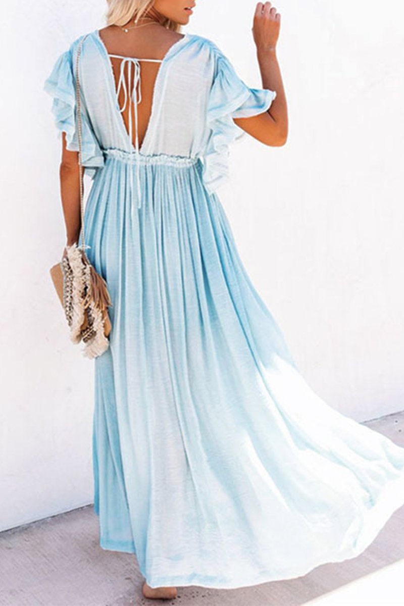 Solid color single breasted dress