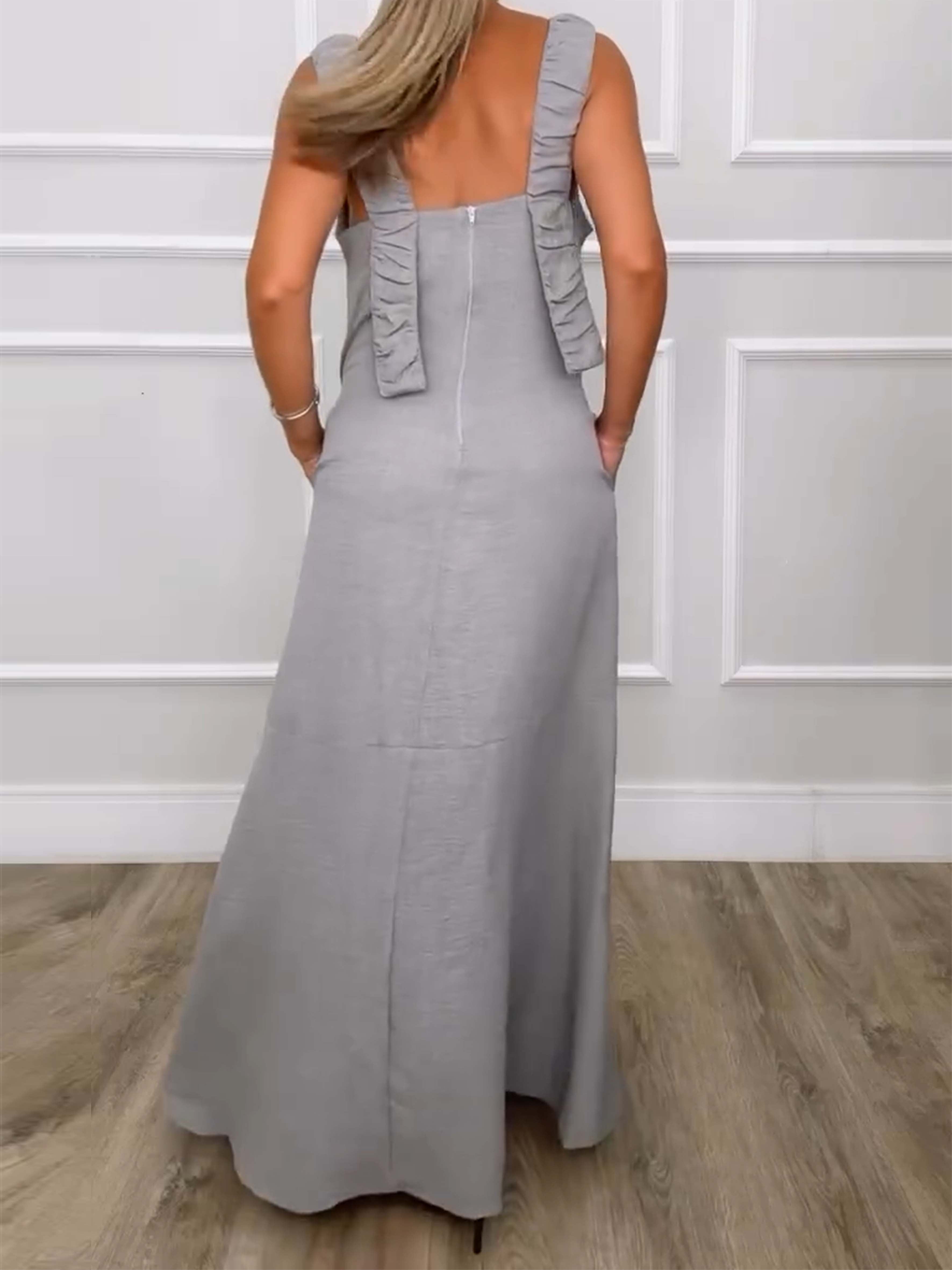 Sleeveless cotton and linen loose dress