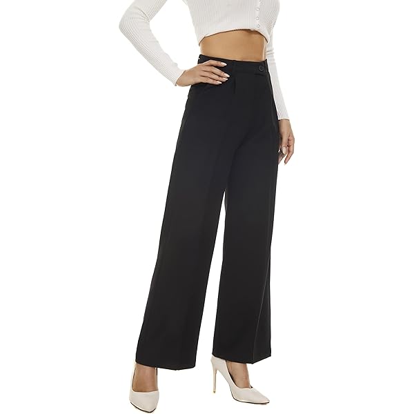 Fall Work Pants for Women Business Casual Office Dress Pants Trousers with Pockets Large White