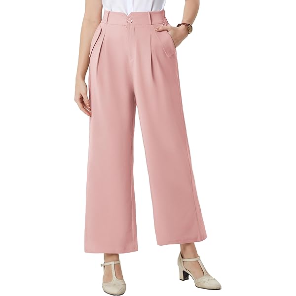 Belle Poque High Waisted Wide Leg Pleated Dress Pants Vintage Loose Baggy Straight Business Work Palazzo Pants Trousers X-Large Olive Green