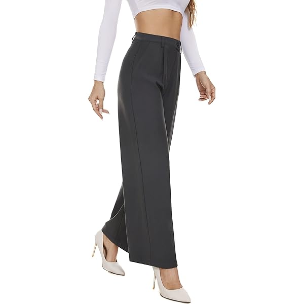 Fall Work Pants for Women Business Casual Office Dress Pants Trousers with Pockets Large White