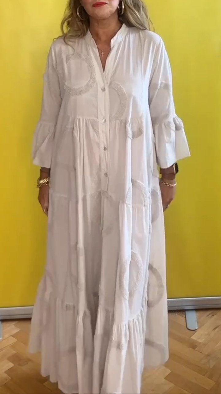Casual V-neck Bell Sleeve Dress