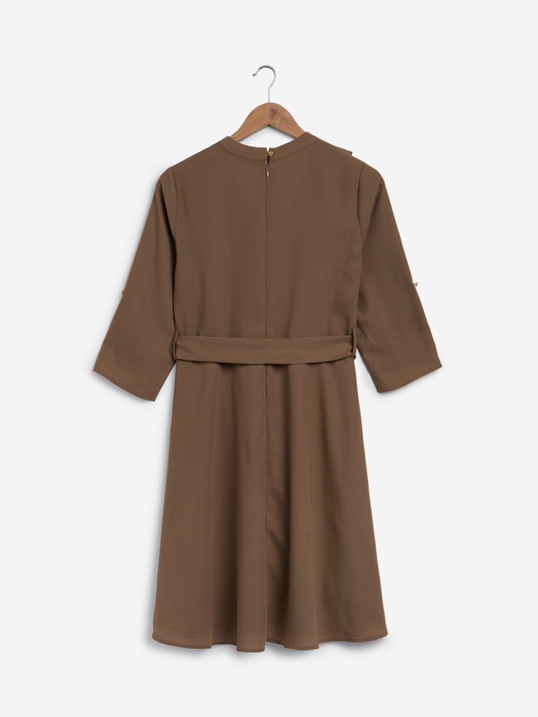 Wardrobe Brown Kiasa Dress With Belt