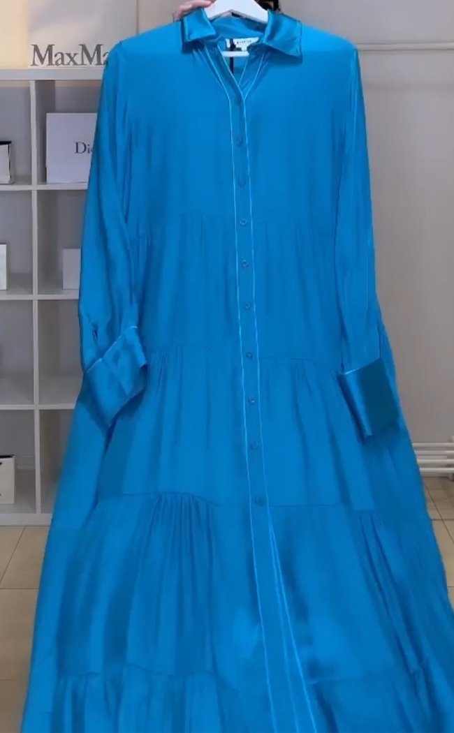 Satin Lapel Single-breasted Dress