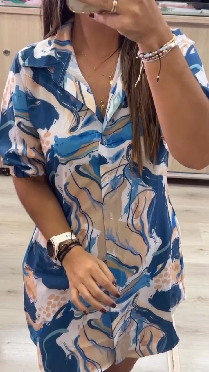Lapel Single-breasted Shirt Dress