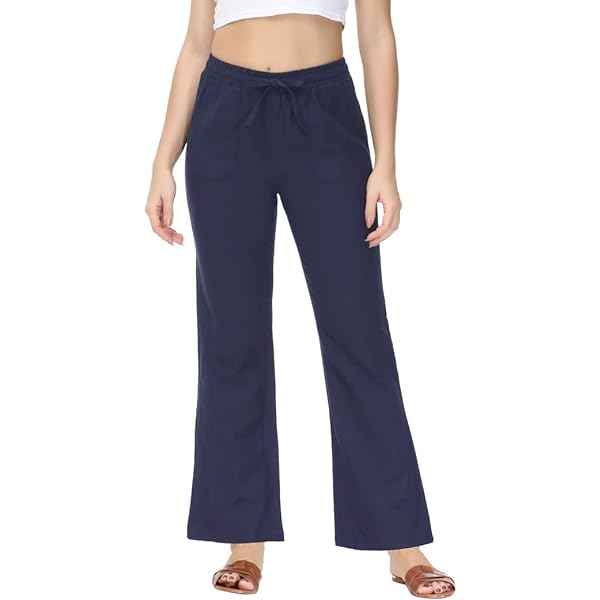 Women's Casual Linen Blend Flared Pants