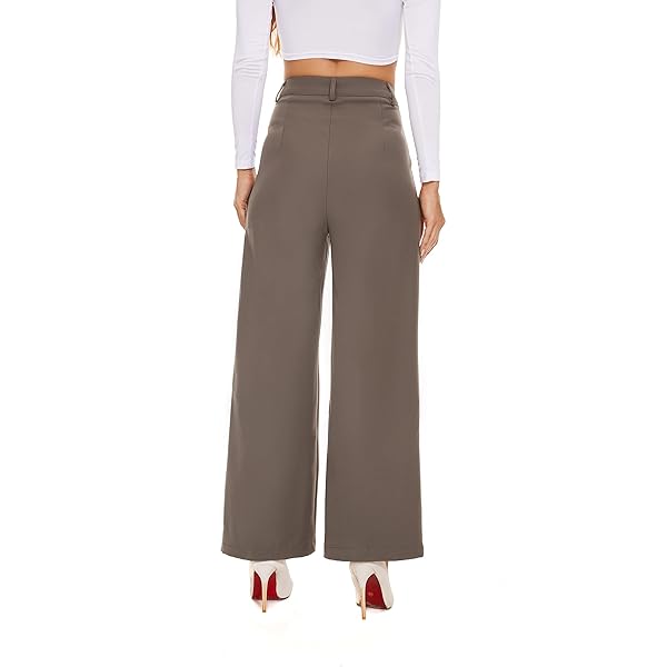 Fall Work Pants for Women Business Casual Office Dress Pants Trousers with Pockets Large White