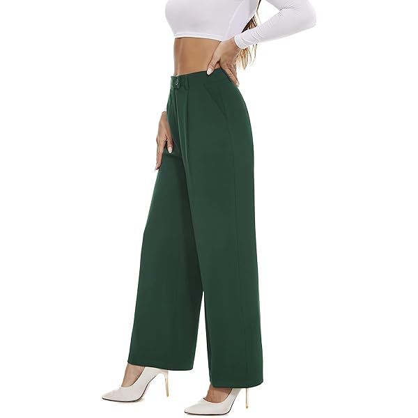 Fall Work Pants for Women Business Casual Office Dress Pants Trousers with Pockets Large White
