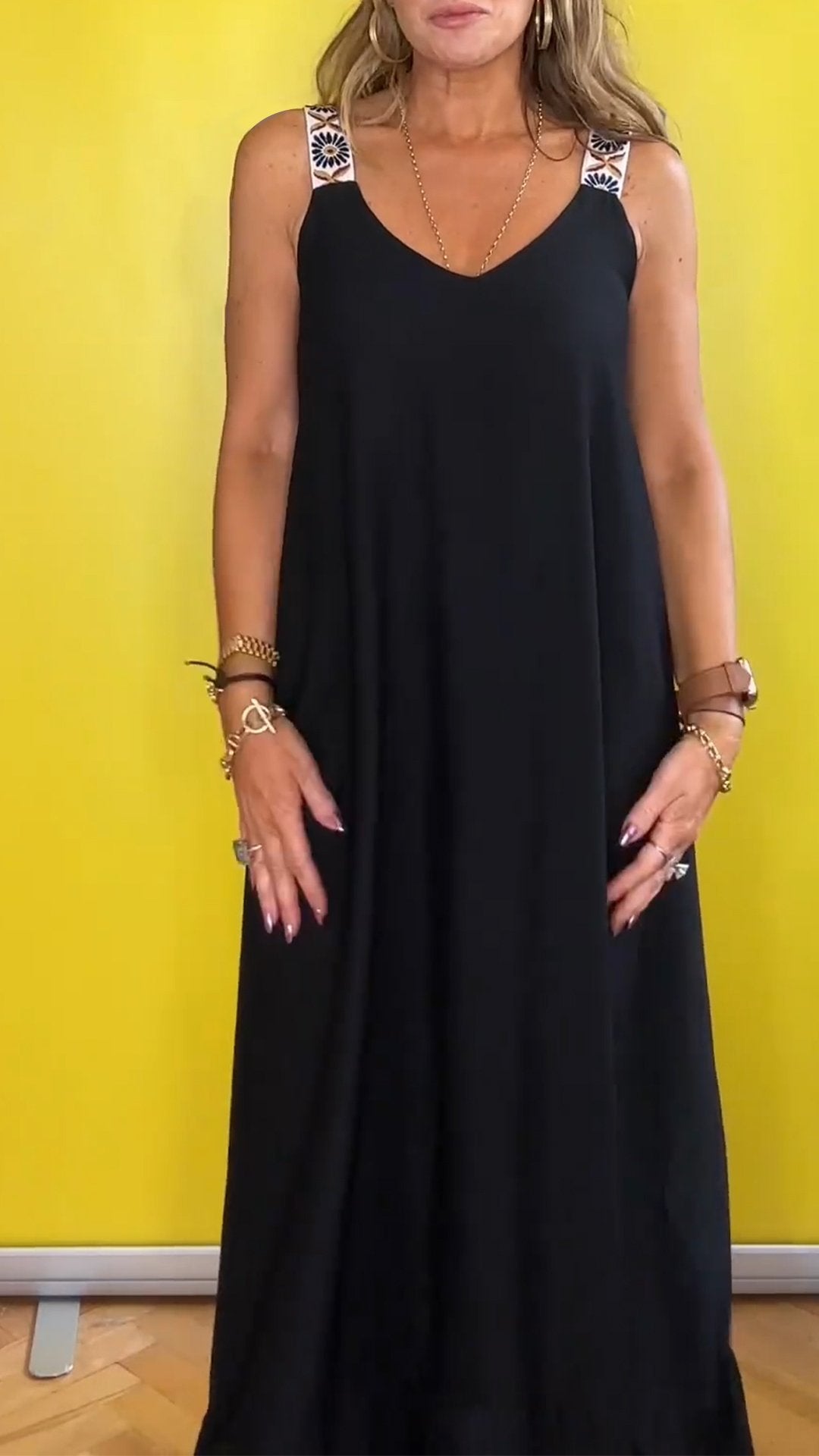 Casual V-neck Suspender Dress