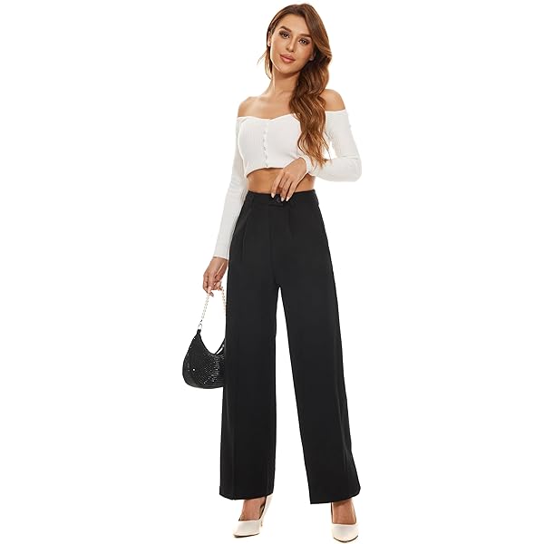 Fall Work Pants for Women Business Casual Office Dress Pants Trousers with Pockets Large White