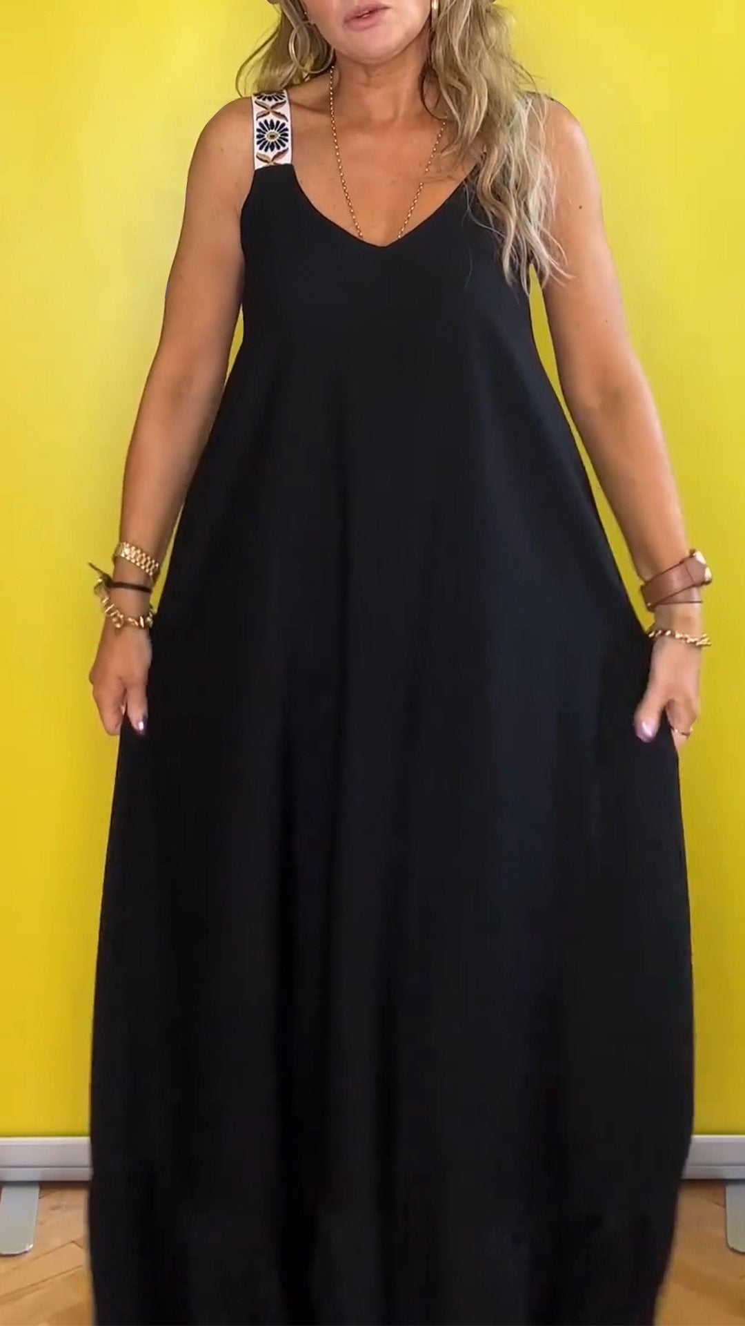 Casual V-neck Suspender Dress