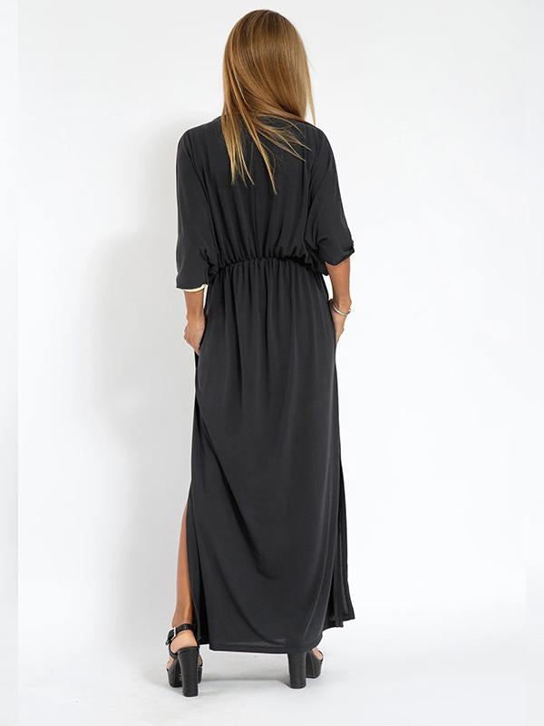 Women's Waist Casual V-neck Dress