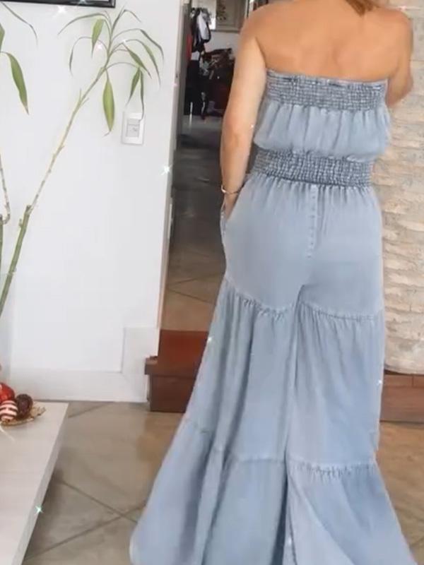 Simple and Comfortable Denim Jumpsuit
