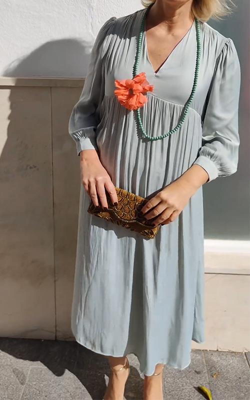 Satin Casual V-neck Solid Color Dress