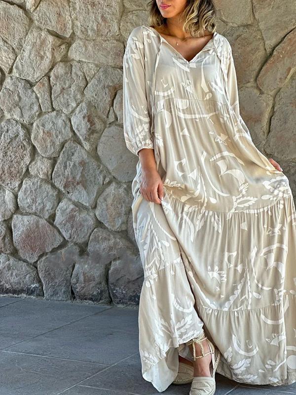 Women's Printed Loose Casual Long Dress