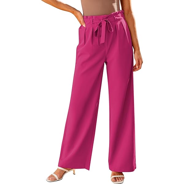 GRAPENT Dress Pants Women High Waisted Wide Leg Work Pants Dressy Casual Trendy Elastic Waist Pleated Belted Trousers Medium Cannoli Cream GRAPENT Dress Pants Women High Waisted Wide Leg Work Pants Dressy Casual Trendy Elastic Waist Pleated Belted Trousers Medium Cannoli Cream